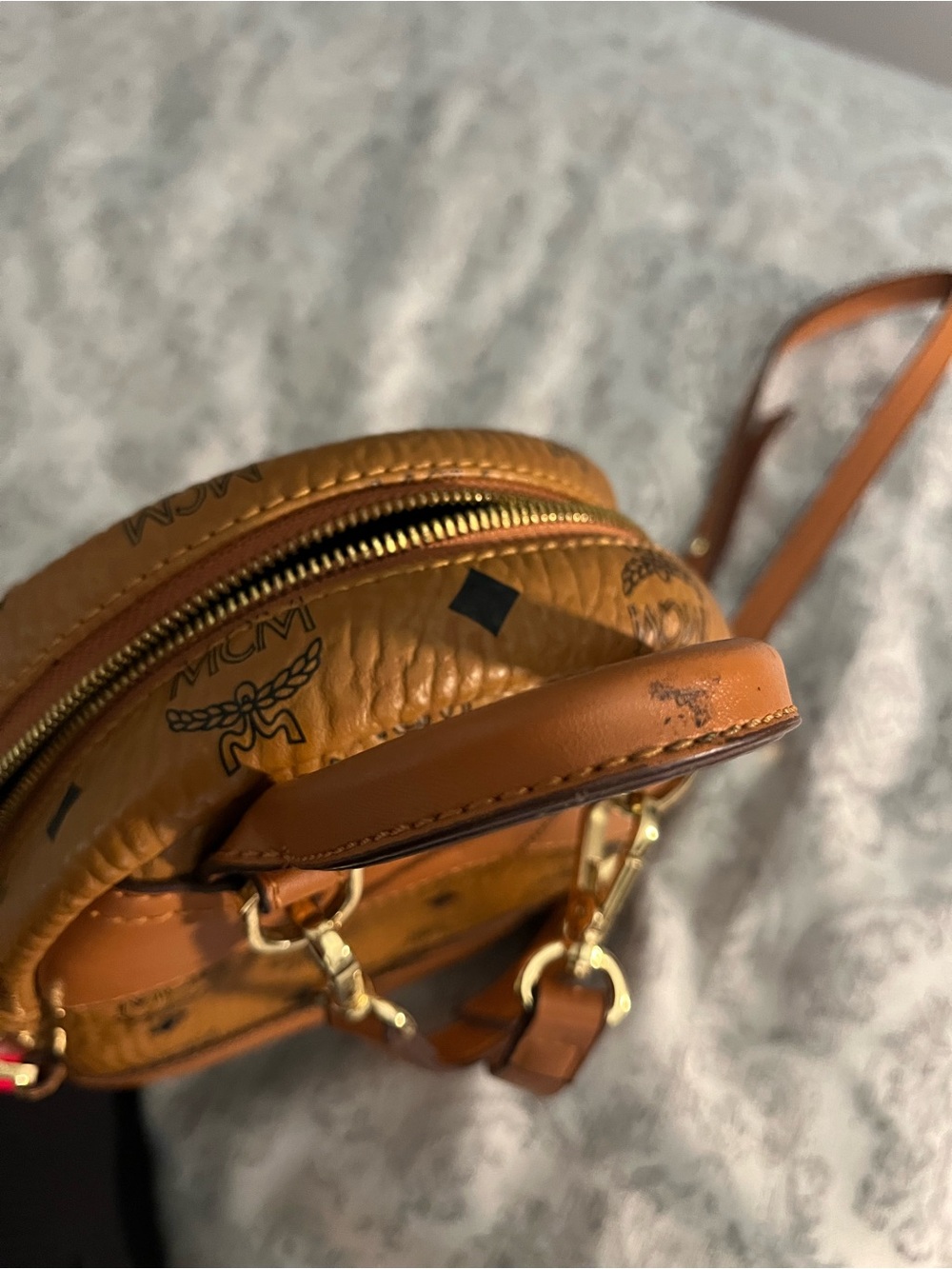 MCM Cognac Logo Mini Backpack Crossbody Bag - Picture 11 of 13